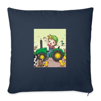 Green Tractor Birthday Anime Farm Animals - Sofa pillowcase 17,3'' x 17,3'' (45 x 45 cm) - navy - Front