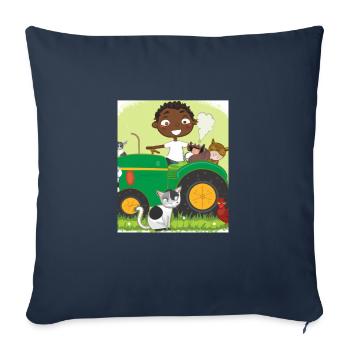 Green Tractor Birthday Farm Animals - Sofa pillowcase 17,3'' x 17,3'' (45 x 45 cm) - navy - Front