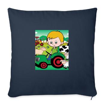 Green Tractor Birthday Farm Animals - Sofa pillowcase 17,3'' x 17,3'' (45 x 45 cm) - navy - Front
