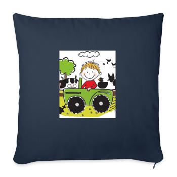 Green Tractor Birthday Farm Animals - Sofa pillowcase 17,3'' x 17,3'' (45 x 45 cm) - navy - Front