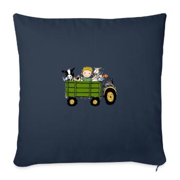 Green Tractor Birthday Farm Animals - Sofa pillowcase 17,3'' x 17,3'' (45 x 45 cm) - navy - Front