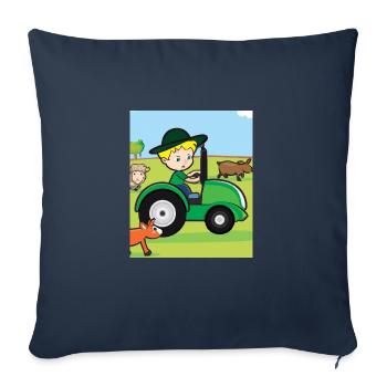 Tracteur vert anniversaire animaux de la ferme - Housse de coussin décorative 45 x 45 cm - bleu marine - Devant