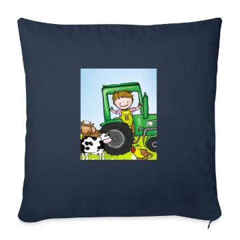 Green Tractor Birthday Farm Animals - Sofa pillowcase 17,3'' x 17,3'' (45 x 45 cm) - navy - Front