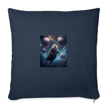 Drôle Space Otters Space Otter avec Planet - Housse de coussin décorative 45 x 45 cm - bleu marine - Devant