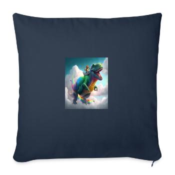 Funny Cartoon Otters Otter Riding Green Dinosaur - Sofa pillowcase 17,3'' x 17,3'' (45 x 45 cm) - navy - Front