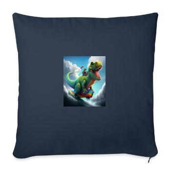 Funny Cartoon Otters Otter Riding Green Dinosaur - Sofa pillowcase 17,3'' x 17,3'' (45 x 45 cm) - navy - Front