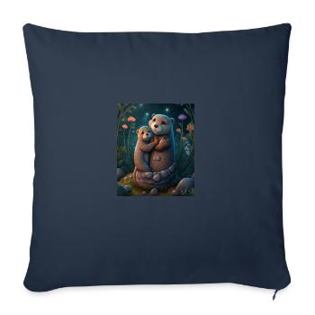 Mignon bébé loutre Amour de la mère Bébé Loutre - Housse de coussin décorative 45 x 45 cm - bleu marine - Devant