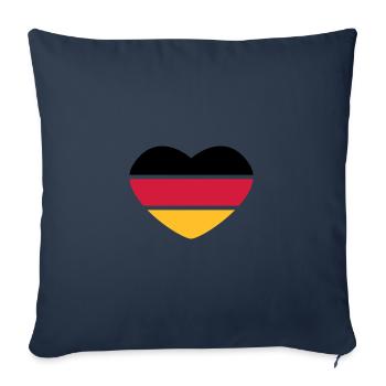 Herz 3 couleurs - Noir Rouge Or - France - Housse de coussin décorative 45 x 45 cm - bleu marine - Devant