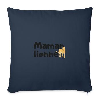 Maman lionne - Housse de coussin décorative 45 x 45 cm - bleu marine - Devant
