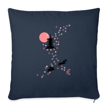 cherry flower bunny hare rabbit bunnies japan - Sofa pillowcase 17,3'' x 17,3'' (45 x 45 cm) - navy - Front