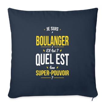 Super-pouvoir - Boulanger - Housse de coussin décorative 45 x 45 cm - bleu marine - Devant