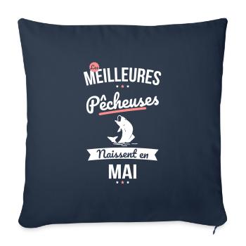 Les meilleures pêcheuses naissent en Mai - Housse de coussin décorative 45 x 45 cm - bleu marine - Devant