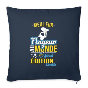 Meilleur Nageur au monde - 100% génial - Housse de coussin décorative 45 x 45 cm - bleu marine - Devant