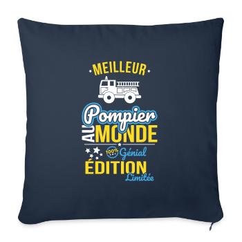 Best Firefighter in the World - 100% Awesome - Sofa pillowcase 17,3'' x 17,3'' (45 x 45 cm) - navy - Front