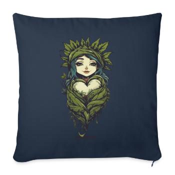 Style de tatouage d’amour de plante magique - Housse de coussin décorative 45 x 45 cm - bleu marine - Devant