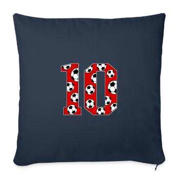 10 Anniversaire Football Rouge - Housse de coussin décorative 45 x 45 cm - bleu marine - Devant