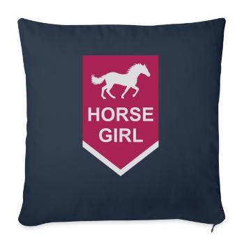 Citation de fille de cheval disant - Housse de coussin décorative 45 x 45 cm - bleu marine - Devant