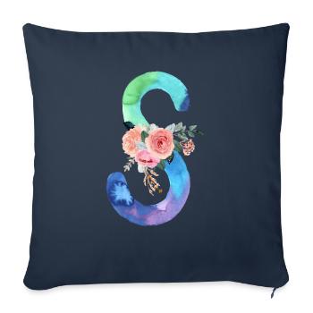 Lettre S watercolor - Housse de coussin décorative 45 x 45 cm - bleu marine - Devant