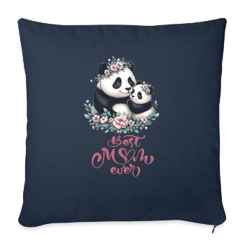 Best Mom Ever Panda Lover Floral Wreath I Mom - Sofa pillowcase 17,3'' x 17,3'' (45 x 45 cm) - navy - Front