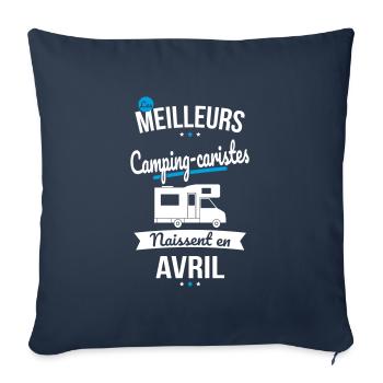 Les meilleurs camping-caristes naissent en Avril - Housse de coussin décorative 45 x 45 cm - bleu marine - Devant