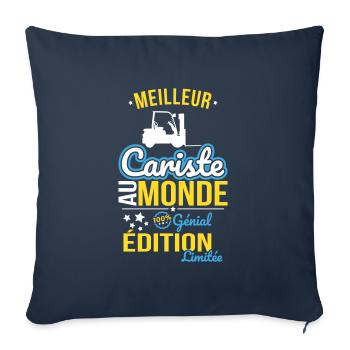 Meilleur Cariste au monde - 100% génial - Housse de coussin décorative 45 x 45 cm - bleu marine - Devant