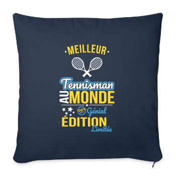 Meilleur Tennisman au monde - 100% génial - Housse de coussin décorative 45 x 45 cm - bleu marine - Devant