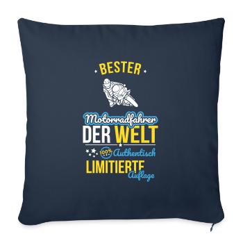 Meilleur Motard du Monde - 100 % Authentique - Housse de coussin décorative 45 x 45 cm - bleu marine - Devant