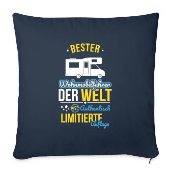 Meilleur camping-cariste du monde - 100 % authentique - Housse de coussin décorative 45 x 45 cm - bleu marine - Devant