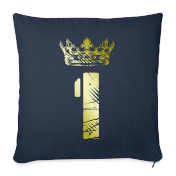 1 number crown - Sofa pillowcase 17,3'' x 17,3'' (45 x 45 cm) - navy - Front