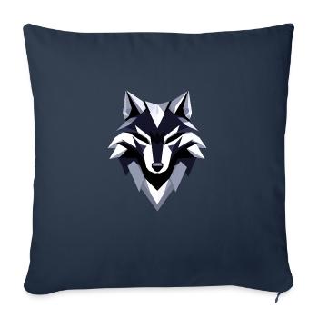 Conception du logo Wolf Low Poly - Housse de coussin décorative 45 x 45 cm - bleu marine - Devant