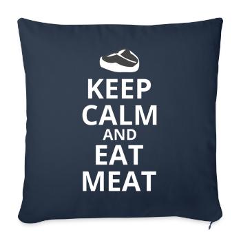 Restez calme et mangez de la viande - Housse de coussin décorative 45 x 45 cm - bleu marine - Devant