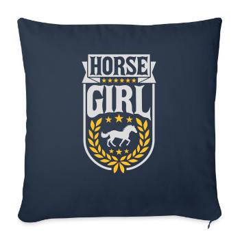 Citation de fille de cheval disant - Housse de coussin décorative 45 x 45 cm - bleu marine - Devant