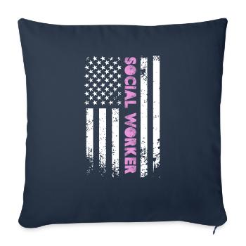 Social Worker American Flag - Sofa pillowcase 17,3'' x 17,3'' (45 x 45 cm) - navy - Front