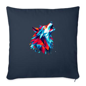 Geometric Wolf: Bunter Origami-Kunstdruck - Sofakissenbezug 45 x 45 cm - Navy - Vorne
