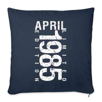 Avril 1985 Avril cadeau anniversaire 1985 - Housse de coussin décorative 45 x 45 cm - bleu marine - Devant