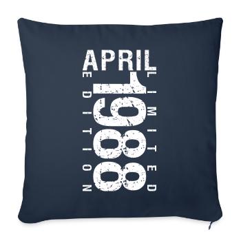 Avril 1988 Avril cadeau anniversaire 1988 - Housse de coussin décorative 45 x 45 cm - bleu marine - Devant