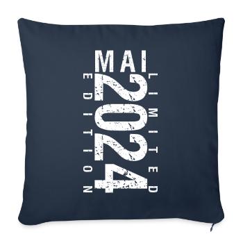 Mai 2024 Mai cadeau anniversaire May 2024 - Housse de coussin décorative 45 x 45 cm - bleu marine - Devant