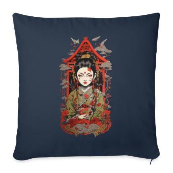 Oni Demon Streetwear Japan Art Style Retro Design - Sofa pillowcase 17,3'' x 17,3'' (45 x 45 cm) - navy - Front