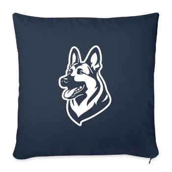Tête de chien de berger allemand - Housse de coussin décorative 45 x 45 cm - bleu marine - Devant
