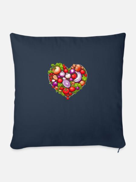 Gemüseherz, Gemüse, Herz, Salat, Tomaten - Sofakissenbezug 45 x 45 cm - Navy