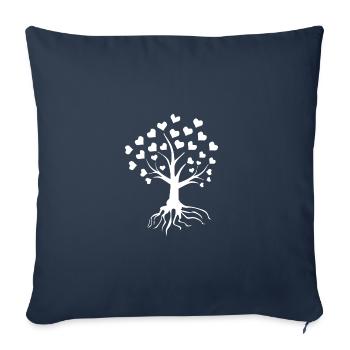 Arbre aux coeurs (blanc) - Housse de coussin décorative 45 x 45 cm - bleu marine - Devant