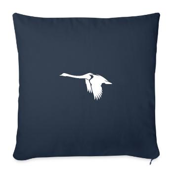 Élégant cygne volant sur de grandes ailes - Housse de coussin décorative 45 x 45 cm - bleu marine - Devant