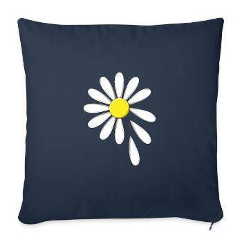 Marguerite - il m’aime, il ne m’aime pas - Housse de coussin décorative 45 x 45 cm - bleu marine - Devant