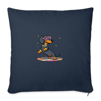 Disco chien teckel Stu danses danse danse balle disco danseuse - Housse de coussin décorative 45 x 45 cm - bleu marine - Devant