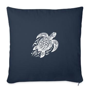 Une puissante tortue du Pacifique rencontre une créature tribale - Housse de coussin décorative 45 x 45 cm - bleu marine - Devant
