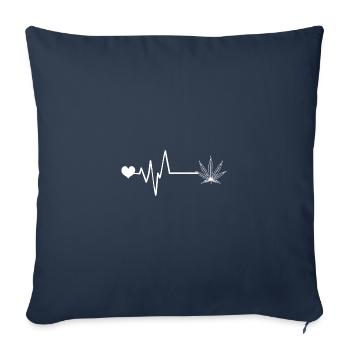 Hemp Leaf Pulse Heartbeat Cannabis - Sofa pillowcase 17,3'' x 17,3'' (45 x 45 cm) - navy - Front