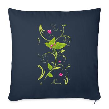 Branche avec des fleurs roses - Housse de coussin décorative 45 x 45 cm - bleu marine - Devant