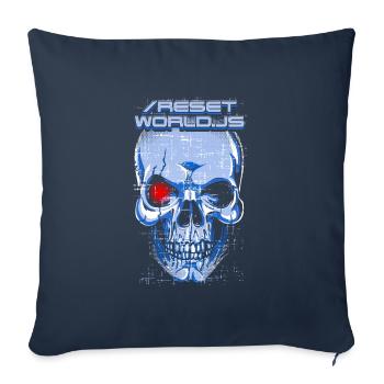 A creepy Reset World.js robot & skull - Sofa pillowcase 17,3'' x 17,3'' (45 x 45 cm) - navy - Front