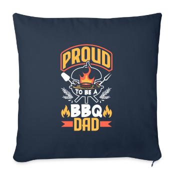 Fier d’être BBQ Papa Fête des Pères Grill - Housse de coussin décorative 45 x 45 cm - bleu marine - Devant