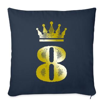 8 Chiffres Couronne Or - Housse de coussin décorative 45 x 45 cm - bleu marine - Devant
